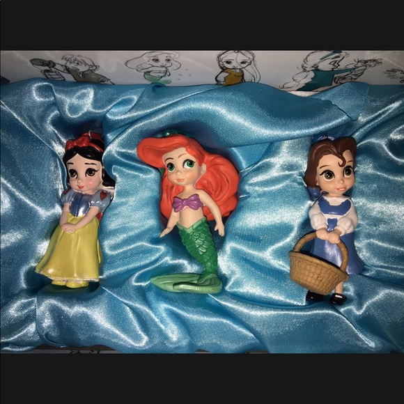 NIB Disney Store Animators Doll Collection Set Of 5 Ornaments Ariel Belle Snow - Picture 5 of 6